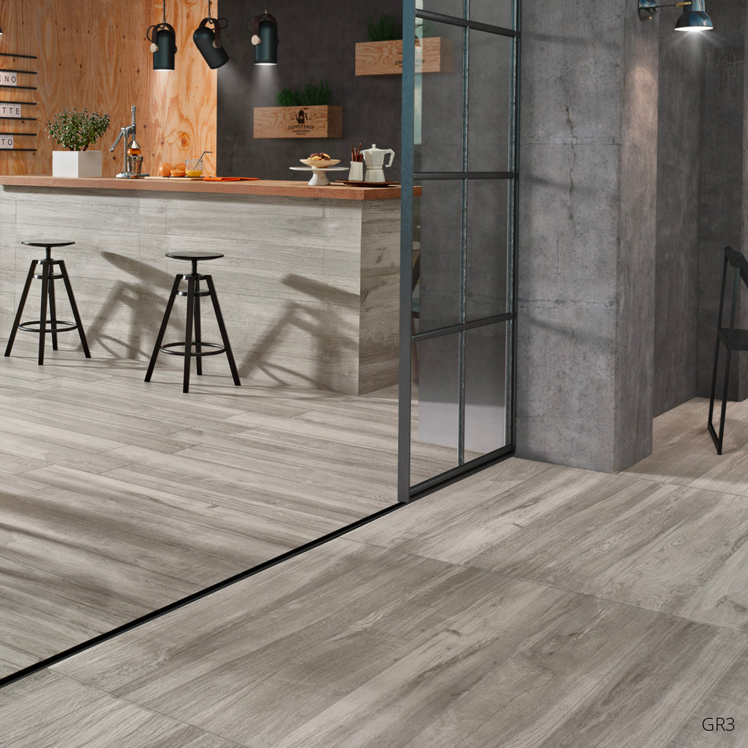 Grove Series Wood Effect Grey Porcelain Floor Tiles