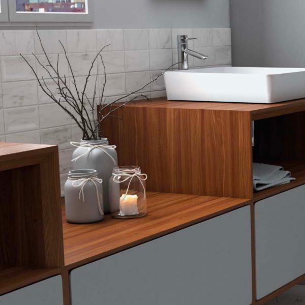 Carrara Series Marble Effect Bevel Gloss Ceramic Wall Tiles in bathroom